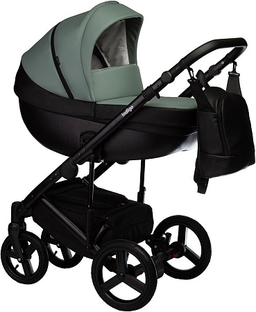 Универсальная коляска Indigo Tour Eco (2 в 1, te 03/черная кожа+шалфей кожа)