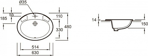 Умывальник Jacob Delafon Ovale Dessus E1273-00