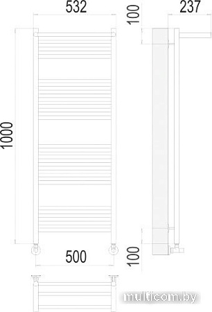 Полотенцесушитель TERMINUS Аврора П20 500x1000 с полкой нп