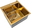 Кухонная мойка Basic CL DS Decor 45x50 (золото, коландер, дозатор)