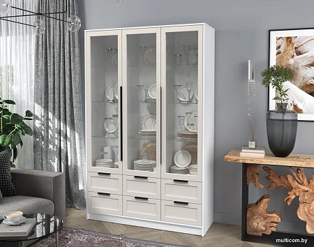 Шкаф-витрина Интерлиния Концепт Тренд КТ-ШВ3 (белый платинум/кашемир)