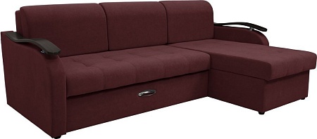 Диван Сириус Лидер-2 с оттоманкой ППУ 250x165 (Eva 15 велюр темно-бордовый)
