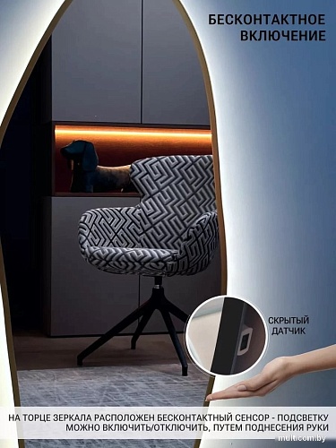 Зеркало с подсветкой eMZe 49x115 LED.UV.NF.49.115.AUR.4K (золото с УФ-окантовкой и подсветкой)