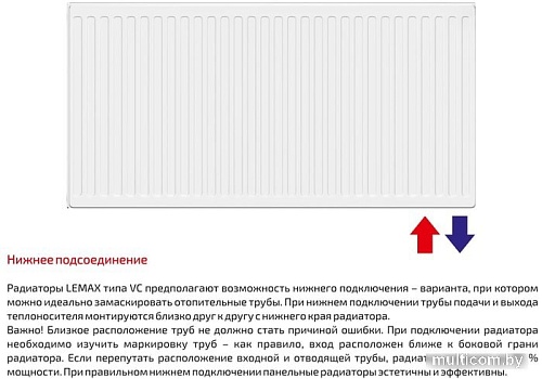 Стальной панельный радиатор Лемакс Valve Compact 11 500x1600