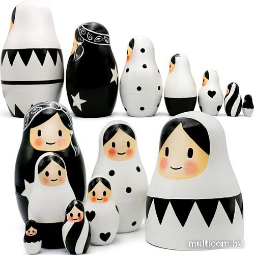 Развивающая игрушка Брестская Фабрика Сувениров Набор черно-белых матрешек (7 шт)