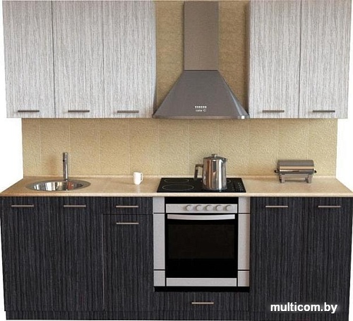 Кухня Хоум Лайн Луиза Люкс 2100 (древесина графит/древесина белая)