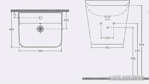 Умывальник Isvea Sott Aqua Monoblock 10SQ37002B