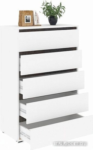 Комод Кортекс-мебель Бари 80 5ш (белый/белый/береза)