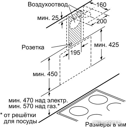 Кухонная вытяжка Bosch DWK65AD60R
