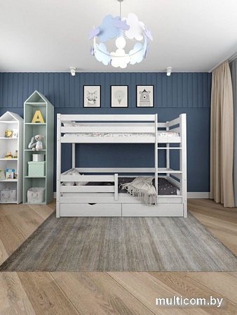 Двухъярусная кровать EcoWood Моритц 2 80х200 с бортиком и ящиками ECO.001.00043.80-200.W