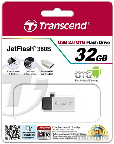 USB Flash Transcend JetFlash 380S 32GB Silver (TS32GJF380S)