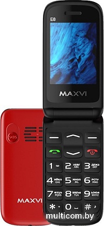 Кнопочный телефон Maxvi E8 (красный)