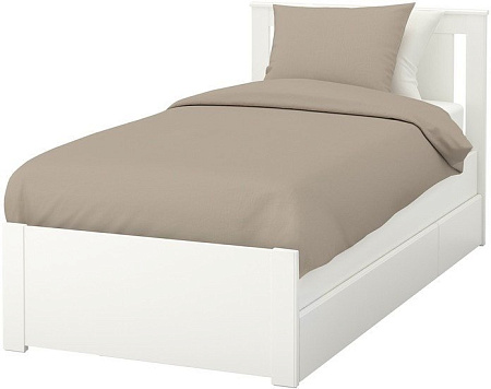 Кровать Ikea Сонгесанд 200x90 (белый, 2 ящика, Лонсет) 192.410.09
