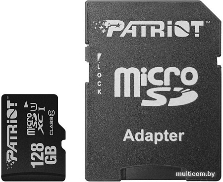 Карта памяти Patriot microSDXC LX Series (Class 10) 128GB + адаптер [PSF128GMCSDXC10]