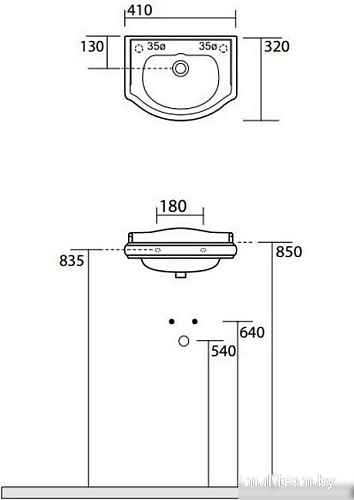 Умывальник Kerasan Retro 41x32 103301