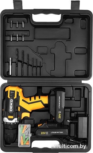 Deko DKCD20V 080-1009 (с 2-мя АКБ, кейс, оснастка)