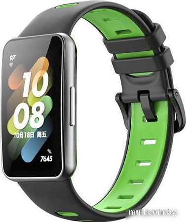 Ремешок Rumi силиконовый для Huawei Band 7 (черный/салатовый)
