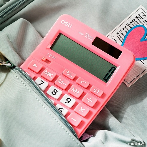 Калькулятор Deli EM210F (розовый)