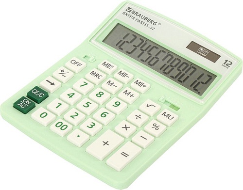 Бухгалтерский калькулятор BRAUBERG Extra Pastel-12-LG 250488 (мятный)