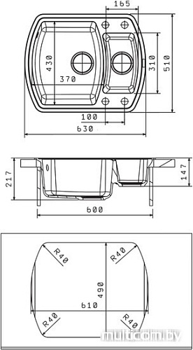Кухонная мойка Florentina Нире-630К (антрацит)