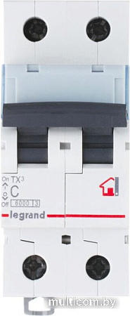 Выключатель автоматический Legrand TX3 2P C 50A 6кА 2M 404047