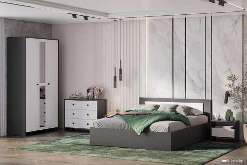 Комод Mio Tesoro Дольче 3 ящика (графит/белый)