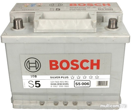 Автомобильный аккумулятор Bosch S5 006 (563401061) 63 А/ч