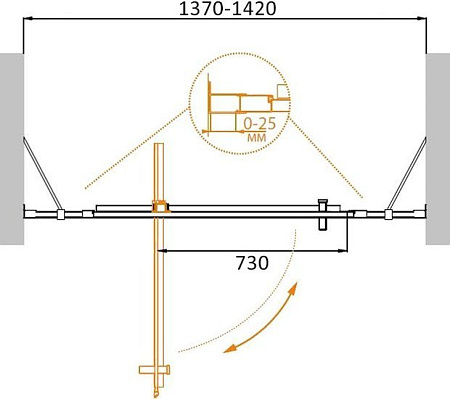 Душевая дверь Cezares MOLVENO-BA-12-100+40-C-Cr-IV