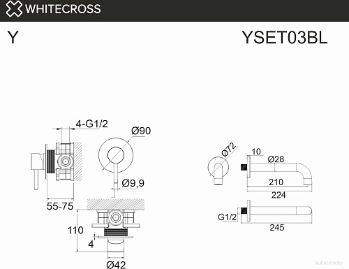 Смеситель Whitecross Y YSET03GLB (брашированное золото)
