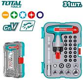 Набор отвертка с битами и головками Total TACSD30316 (31 предмет)