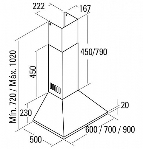 Кухонная вытяжка Exiteq Rosix 600 Inox