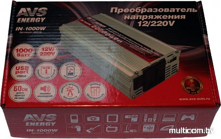 Автомобильный инвертор AVS 12/220V IN-1000W