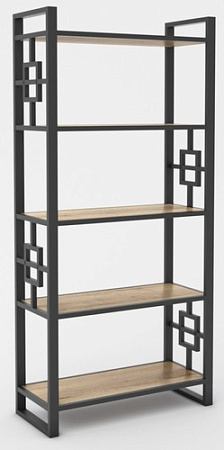 Стеллаж Hype Mebel Квадро 50x200 (черный/древесина белая)