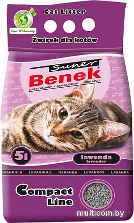 Наполнитель для туалета Super Benek Компакт лаванда 25 л