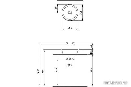 Умывальник Berges Wasserhaus Ego SL 38 181011