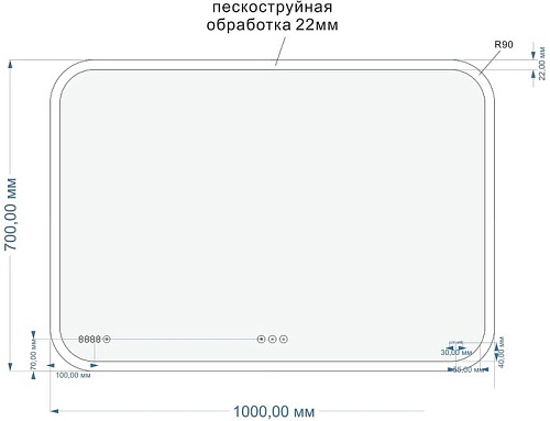 Cersanit Зеркало 100х70 KN-LU-LED070-100-p-Os