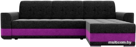 Угловой диван Mebelico Честер 61121 (правый, вельвет, черный/фиолетовый)