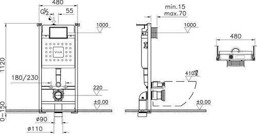 Инсталляция для унитаза Vitra V-Fix Core 800-1875