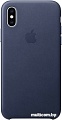 Чехол Apple Leather Case для iPhone XS Midnight Blue