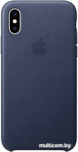 Чехол Apple Leather Case для iPhone XS Midnight Blue