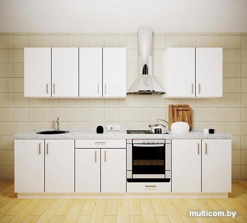 Кухня Хоум Лайн Кристалл 2900 (белый глянец/белый глянец)