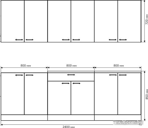 Готовая кухня Агута Альфа 2.4 (бензин/сатин/дуб бунратти)