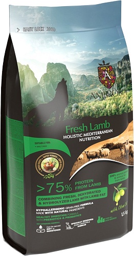 Сухой корм для собак Ambrosia Mediterranean Adult All Breeds Fresh Lamb (для всех пород с ягненком) 1.5 кг