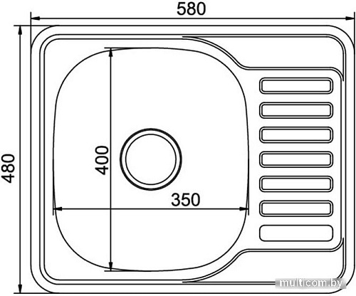 Кухонная мойка Mixline 535618 (правая, полированная, 0.8 мм)