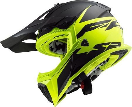 Мотошлем LS2 Mx437 Fast Evo Roar (XXL, черный/желтый)