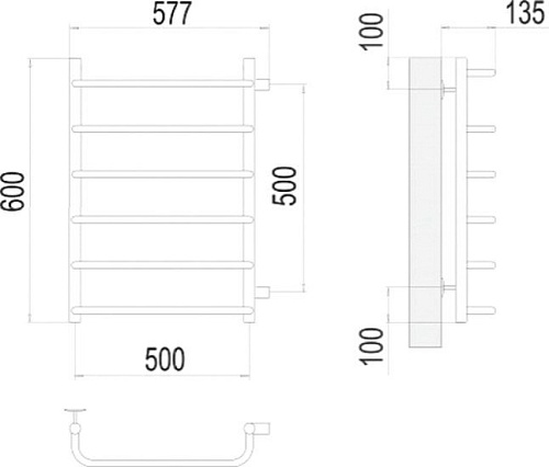 Полотенцесушитель TERMINUS Стандарт П6 500x600 бп