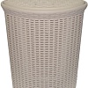 Корзина ВиолетПласт для белья угловая с крышкой 60 л Ротанг (латте)