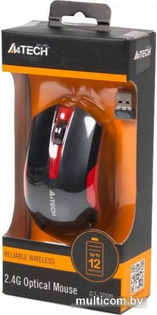 Мышь A4Tech G3-200N (черный/красный)