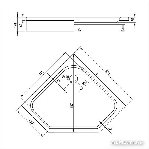 Душевая кабина Alex Baitler AB9017V-1 90x90