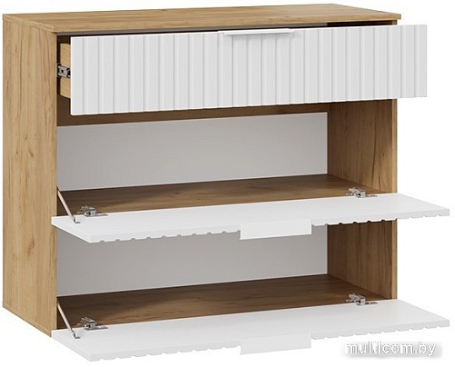 Тумба для обуви Трия Хилтон комбинированная Исп.2.3 (дуб крафт золотой/белый матовый)